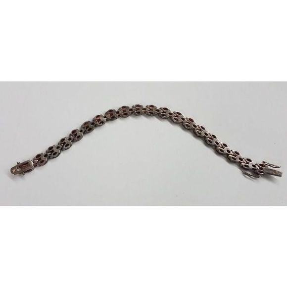 Sterling Silver & Garnet Bracelet - Picture 3 of 5